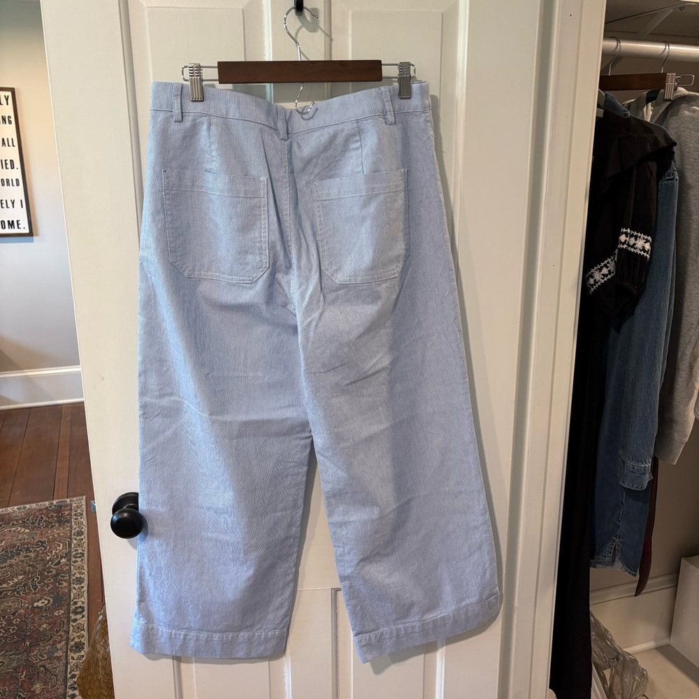J. Crew Navy and Light Blue Striped Wide Leg Pants - Picture 2 of 3